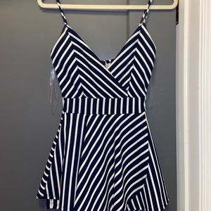 blue & white striped romper